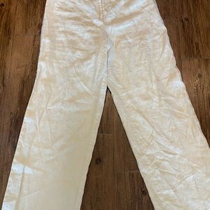 Max Studio 100% Linen Pants in Cream Size 16